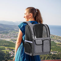 Pet Backpack, Airline Approved Dog Backpack, Cat Bag for Travel Hiking Bike Riding Walking Outdoor, Cat Backpack with Breathable Mesh(Gray)