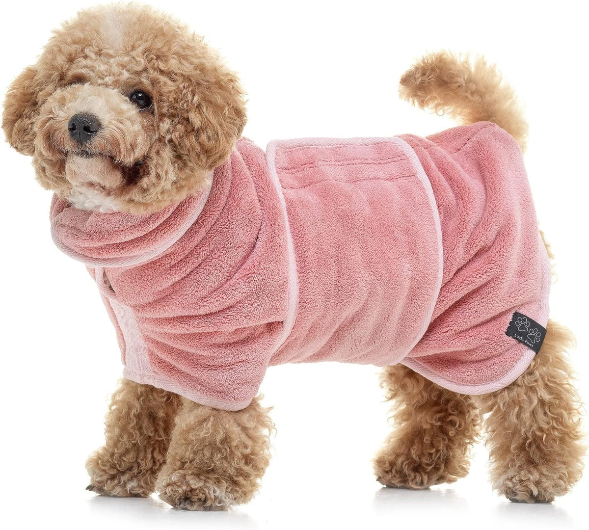 Lucky Pooch Dog Robe, Luxurious Dog Bathrobe - S / Dusty Pink - image 4