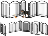 BHG Metal No-Assembly Freestanding Dog Gate with Door Walk Through - Black / 5 panels - image 3