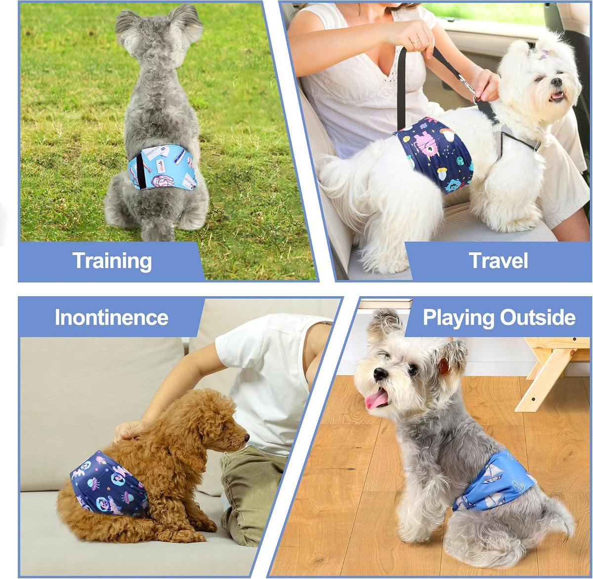Dog Belly Bands for Male Dogs 5 Pack, Reusable Male Dog Diapers - XXLarge / Turtle - image 4