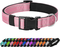 Reflective Dog Collar, Adjustable Nylon for Medium Dogs - Pink / S:width 5/8"neck 10.5-16"