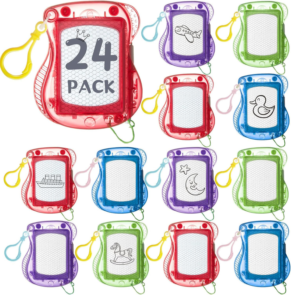 24 Pack Mini Magnetic Drawing Boards for Kids Erasable Doodle