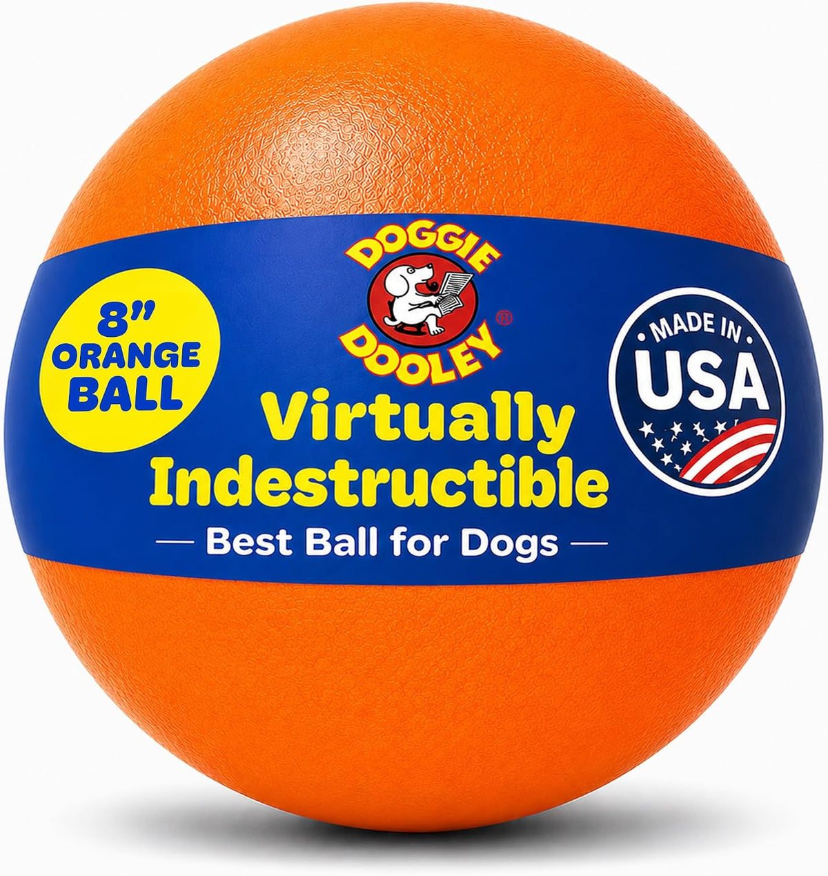 Doggie Dooley Virtually Indestructible Dog Ball - Orange / Medium (8 inch)