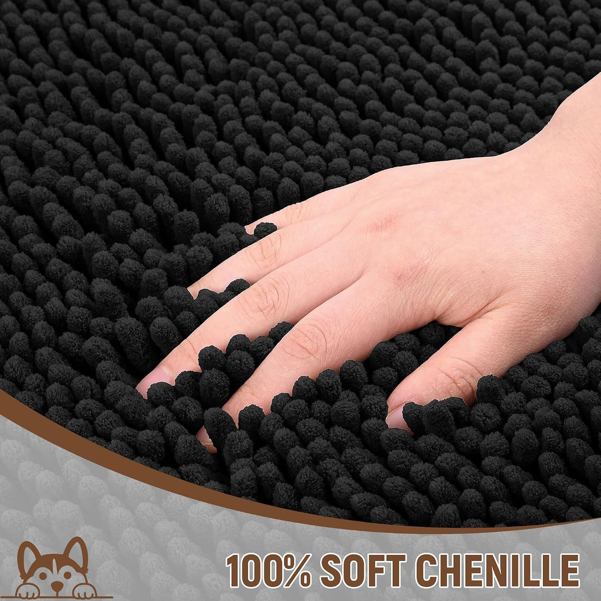 Absorbent Dog Door Mat for Muddy Paws - 72"L x 24"W x 1" Th / Black - image 3