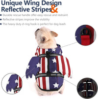 Dog Life Jacket, Cute Wings Adjustable Dog Life Vest with Chin Float and Handle for Swimming - Usa Flag / Xs (Chest Girth 11.8"-16.5") - image 4