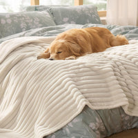 Bedsure ComfyFleece Waterproof Dog Blankets for Large Dogs - Twin(60x80")-1pc / Cream