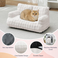 Cat Couch Bed, Cute Pet Sofa for Indoor Cats, 26"x15" - Cream White / 26"L x 15"W x 12.5"Th - image 3