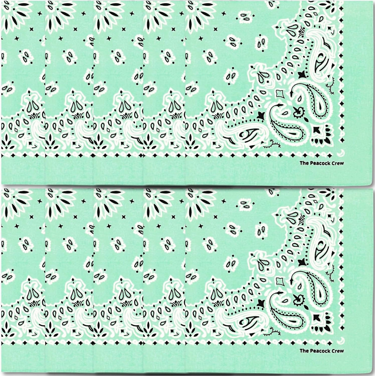 Premium Soft Cotton Bandanas Pack for Men and Women Paisley 22 x 22 - Pack of 10 Turquoise