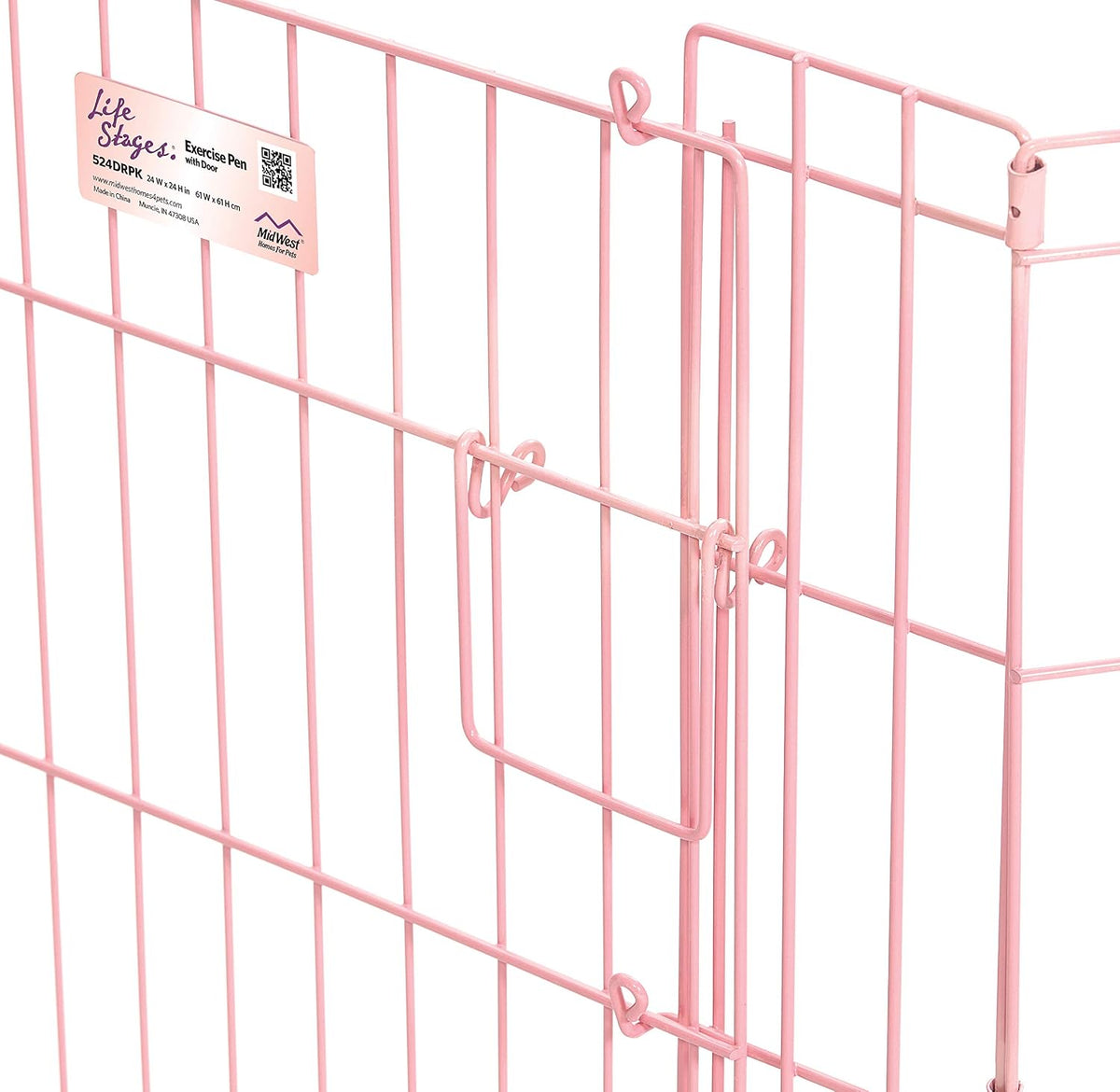 MidWest 30-Inch Exercise Pen, Single Door, 16 Sq Ft Play Area – Essentials for Dogs - Pink w/ Door / 24" H - image 3