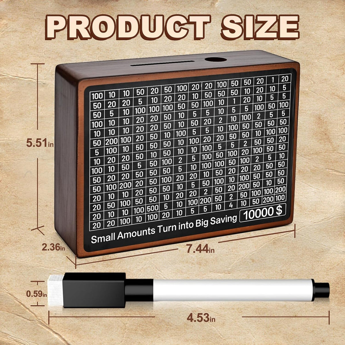 10000 Savings Challenge Box - Brown - image 2