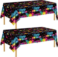durony 2 Pieces Halloween Candy Corn Disposable Tablecloths 108 x 54 - 2 / Neon Birthday