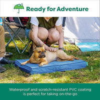 FurHaven Cooling Dog Bed – Medium Foam Mattress for Joint Pain Relief, Waterproof Liner, Removable Washable Cover, Durable for Outdoor Use, Deluxe Grid Indoor/Outdoor Bed – Blue, Medium