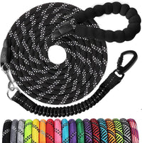 Long Dog Leash 15 FT: Heavy Duty Rope Leashes for Dogs Training - Black / 30ft*1/3''