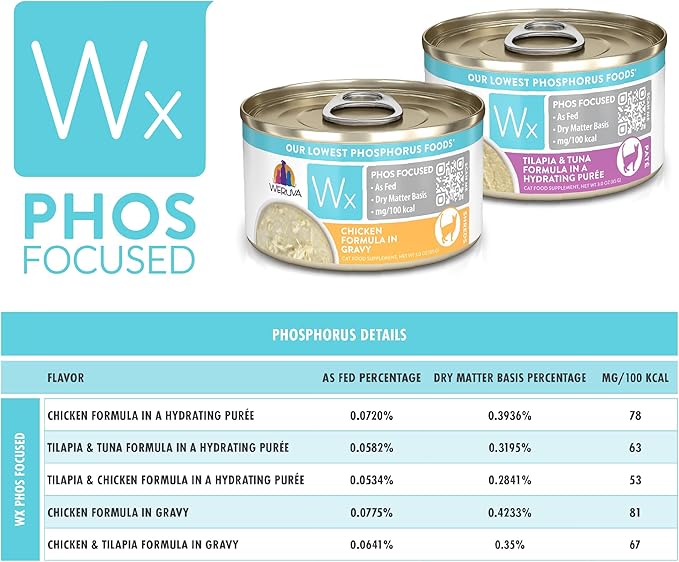 Weruva Wx Phos Focused, Pate Formulas Variety Pack, 3oz Can (Pack of 12)