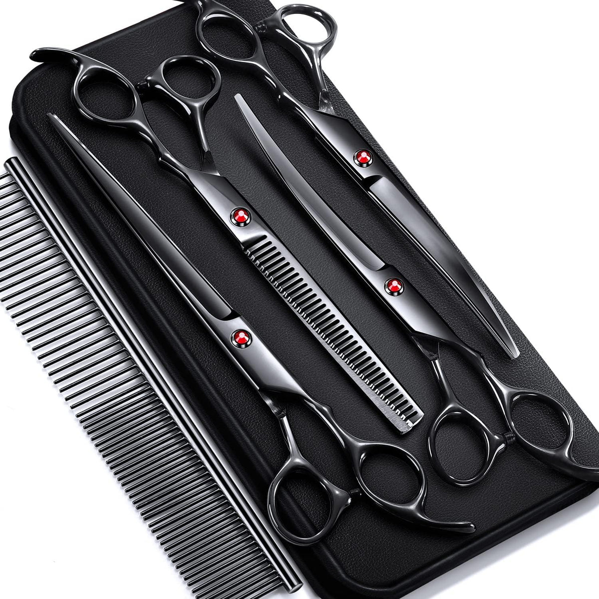 Gimars Titanium Coated Professional 6 in 1 4CR Stainless Steel Dog - 7inch Black 6 in 1 Professional