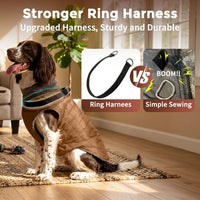 Fleece Dog Jacket for Small Dogs, Puppy Coat with Harness - Khaki / XXX-Large - image 3