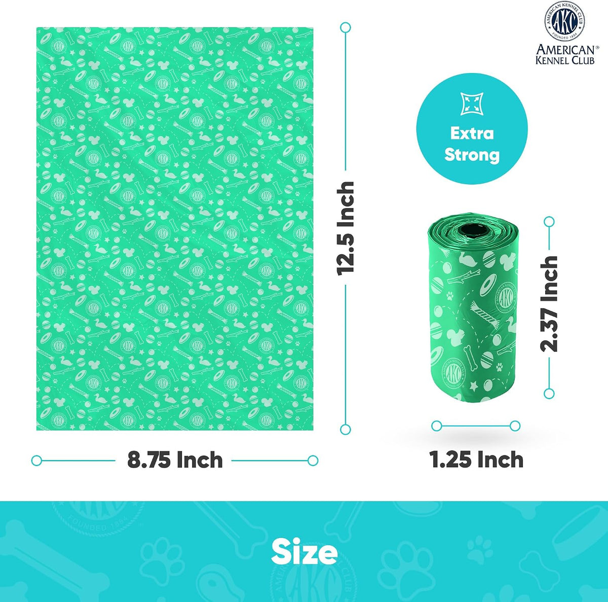 AKC Dog Poop Bags, 16 Rolls, Easy-Tear Bags, Assorted Colors - Toy Print / 240 Count - image 3