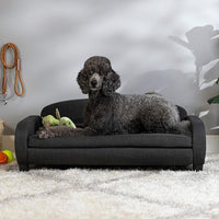 Paws & Purrs Multi-Cat Sofa Bed – 41.5″ Wide Elevated Pet Couch with 3″ Foam Mattress, Removable Machine-Washable Cover – Stylish Indoor Pet Furniture for Two or More Cats and Dogs, Gray