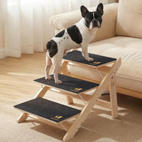 Luciphia Wooden 2-in-1 Dog Stairs - 19.7"H X 23.6"L X 17.3"W-3 steps for sofas & low beds