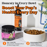 Dog Joint Supplement with Salmon Oil for Dogs - Ease Stiffness, Reduce Discomfort & Support Joint Mobility Liquid Supplement, Dog Food Topper Bone Broth with Glucosamine for Dogs (12 oz)