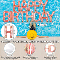 Shappy Happy Birthday Pool Floats Balloon – Fun for Kids & Family - Rose Gold / 20'' / Sequins - image 2