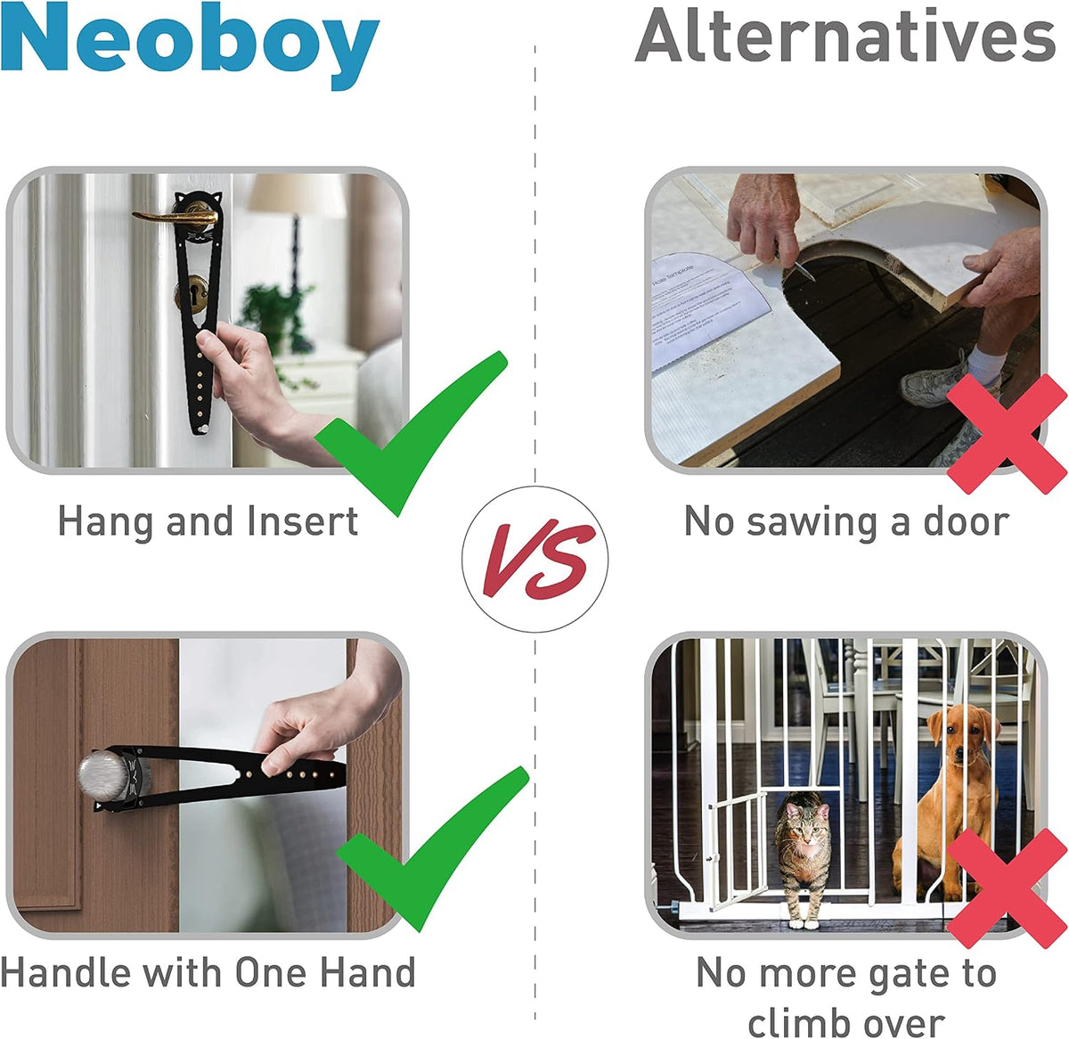 Neobay Cat Door Latch with Stabilizer - Black 4 Packs - image 3