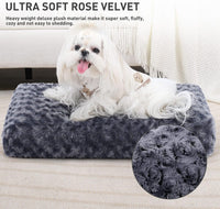 KSIIA Washable Dog Bed Medium Size Dog Crate Bed Plush Pet Mat - Dark Grey / 17.0"L x 12.0"W x 2.0"Th - image 3
