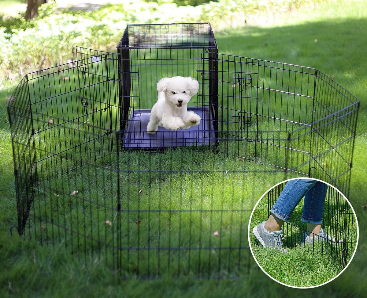 Artmeer 24"H Dog Playpen with Door & Octagonal Top Cover - 8-Panel 24"W x 24"H Playpen - image 3