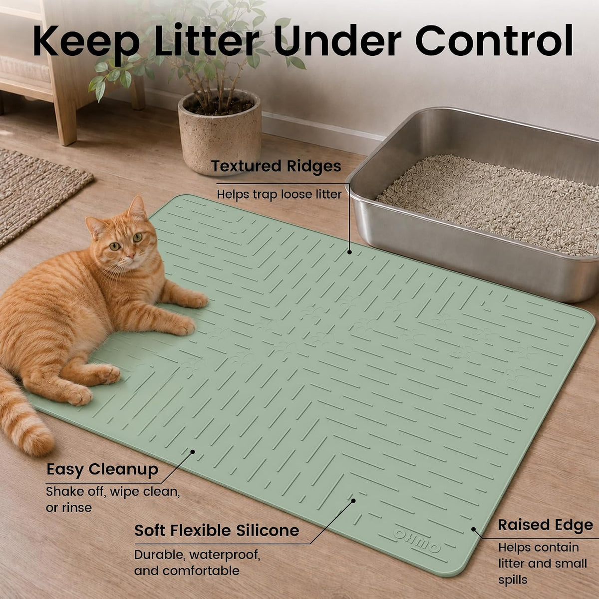 OHMO Large Cat Litter Mat - Sage Green / Large (31.5x23.6") - image 2