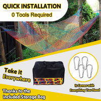 Climbing Net for Kids - 9.9FT x 9.9FT Double Layers Heavy Duty Playground Safety Net, Climbing - Rainbow / 6.6' x 9.9' - image 4