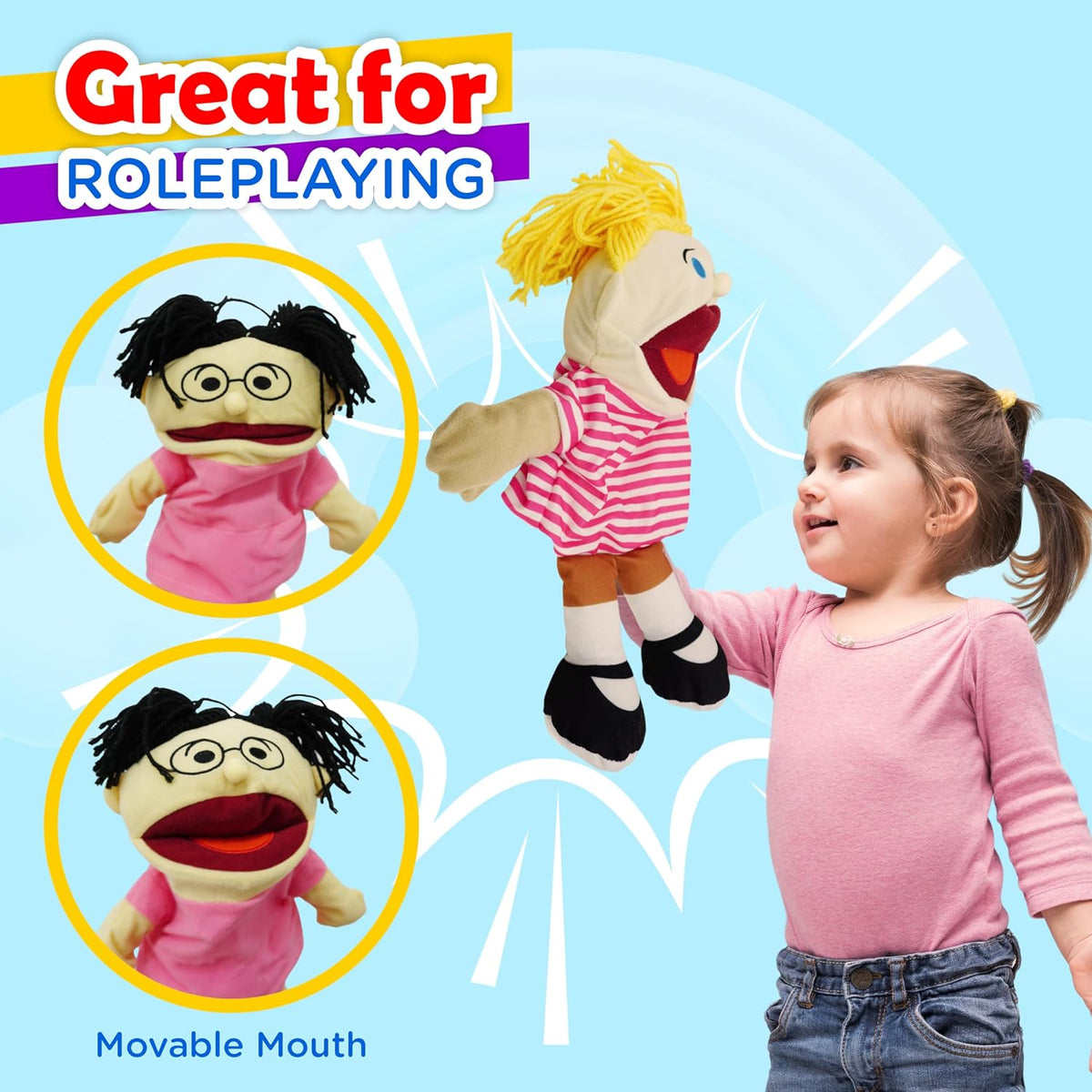 4E's Novelty Multicultural Hand Puppets for Kids - image 4