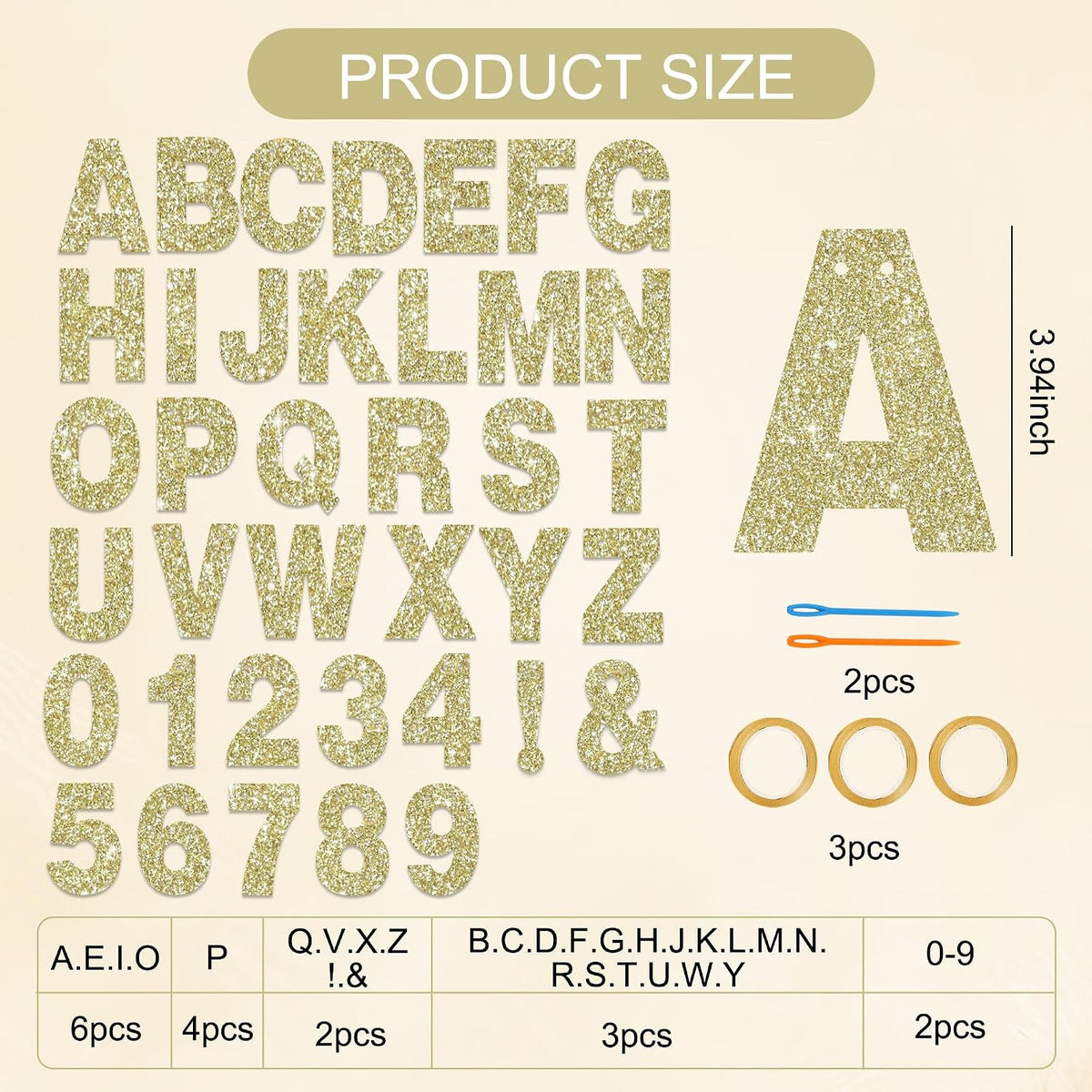 BEISHIDA 116 PCS A-Z DIY Letter Custom Banner Birthday Party Decor – Fun for Kids & Family - Glitter Champagne - image 2