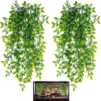 HERCOCCI Reptile Plants, 2 Pack Terrarium Hanging Plants Vines Artificial Leaves Habitat - 2 Pack