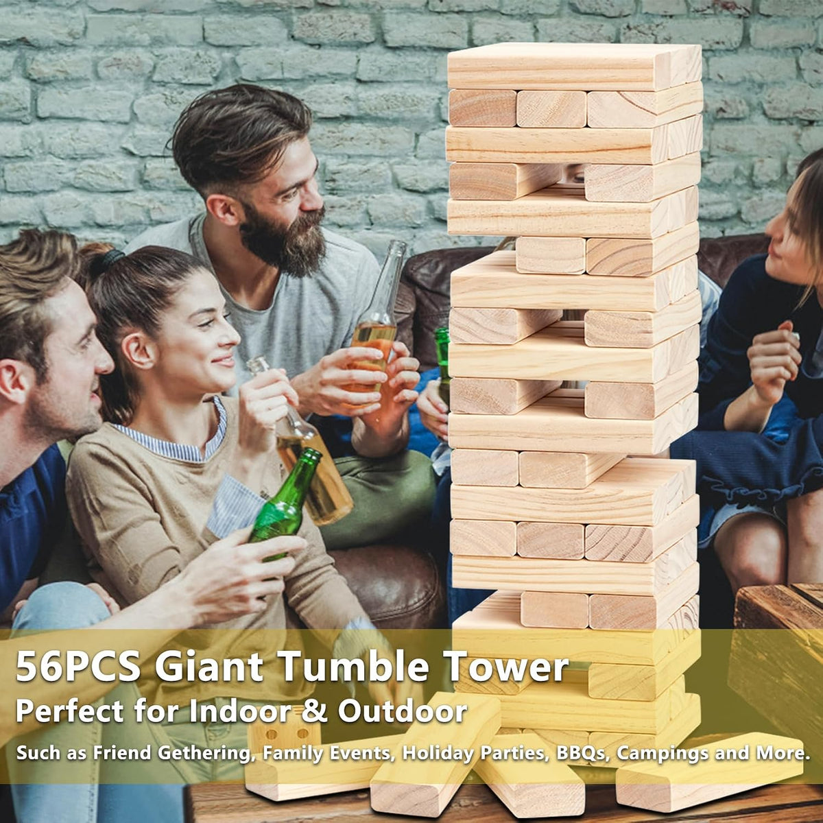Aivalas Giant Tumble Tower 57 Blocks 4.2FT Indoor Outdoor Games - L-Over 4.2 FT-57PCS - image 4