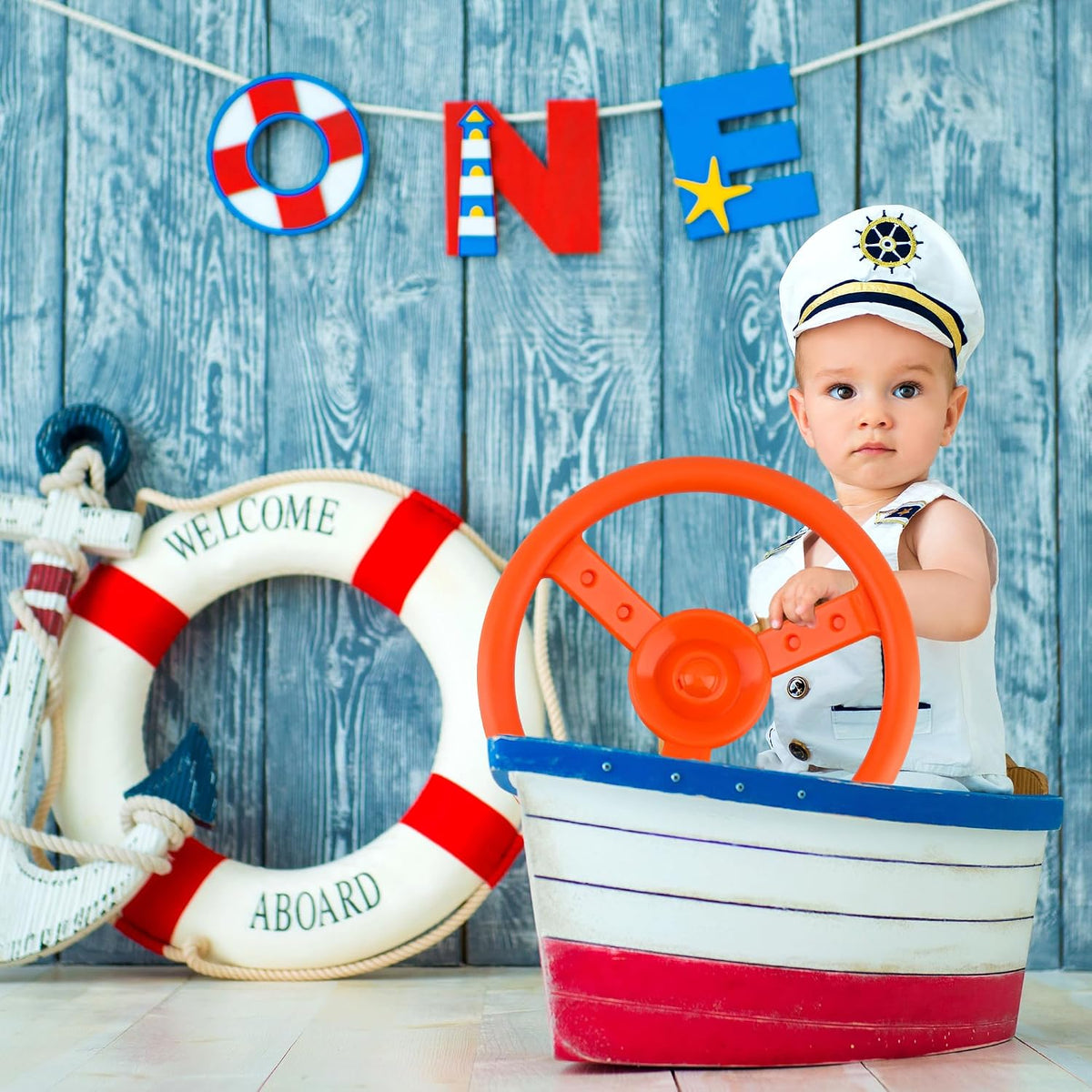 Haconba 10 inch blue plastic playground steering wheel with mounting hardware - view 28