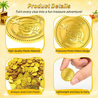 Geodurn 100 plastic pirate gold coins with embossed pirate design - view 11