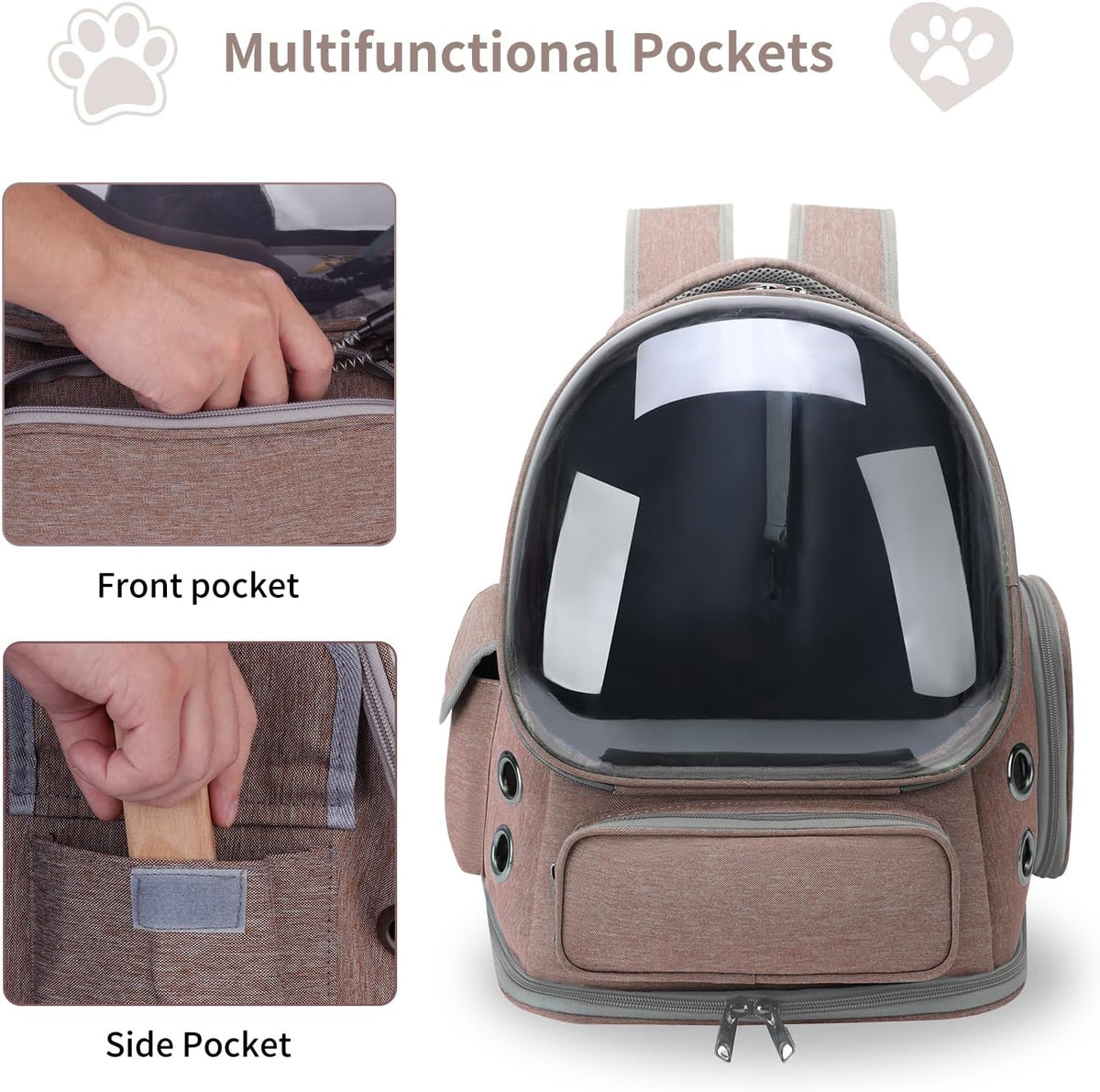 Cat Backpack Carrier for Cats and Small Dogs - Brown / Large - image 3