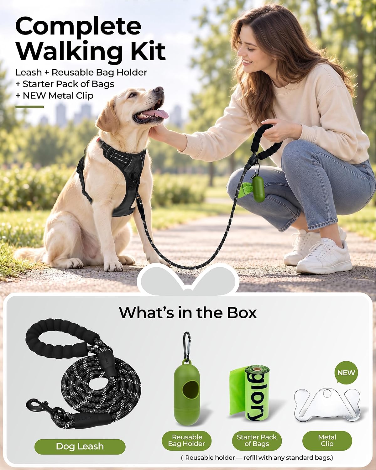 Taglory Rope Dog Leash for Medium Large Dogs - 1/2" x 5 FT (20~120 lbs.) / Black - image 2