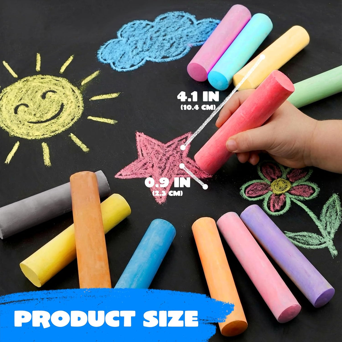 JOYIN 160 PCS Sidewalk Chalks Set-16 Colors Non-Toxic Washable Jumbo - 224 - image 3