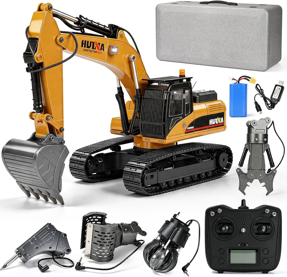 kolegend 1:14 RC Excavator 25 Channel 4 in 1 Construction Toys - Yellow