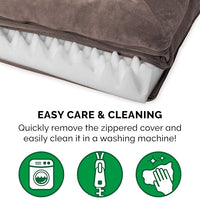 Furhaven Orthopedic Dog Bed for Large Dogs w/ Removable Bolsters & Washable Cover, For Dogs Up to 95 lbs - Faux Fur & Velvet Sofa - Driftwood Brown, Jumbo/XL