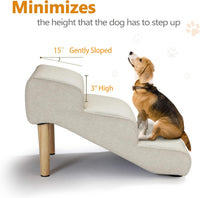 Senneny Imitation Linen Faux Leather Dog Stairs - Light Beige（3 stairs） - image 2
