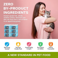 Wet Cat Food Canned Tuna Cutlets in Gravy, 100% Mercury-Tested, Moist Can Fish for Cats, Grain-Free, Protein, Non-GMO, Pack of 12