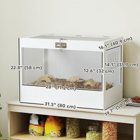 PawHut Hamster Cage with Openable Top & Lock, Transparent Acrylic Panels Small Animal Habitat with Hut, Seesaw, Ladder, for Dwarf Hamster Gerbil, 31.5" x 20" x 23", White
