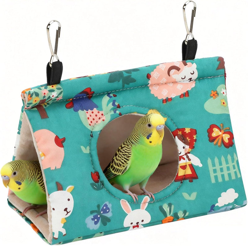 Bird Bed for Cage Warm Bird Hammock Nest House Large Parrot - Small (Pack of 1) / Forest Green