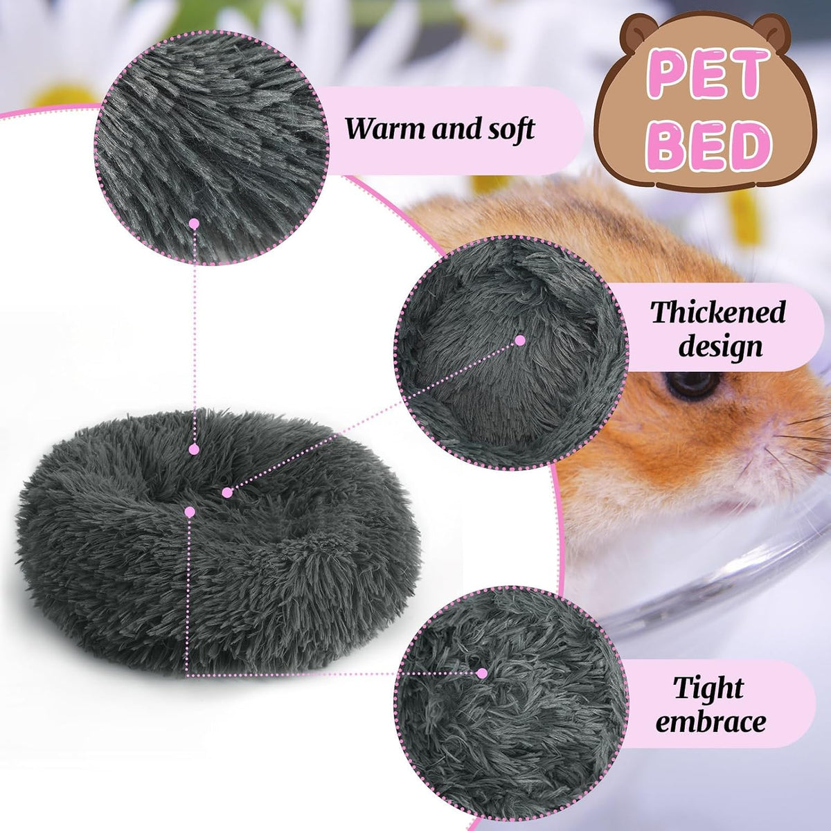 2 Pack Guinea Pig Beds Warm Winter Hamster Small Animal Bed – Daily Care for Small Pets - Blue, Grey - image 3