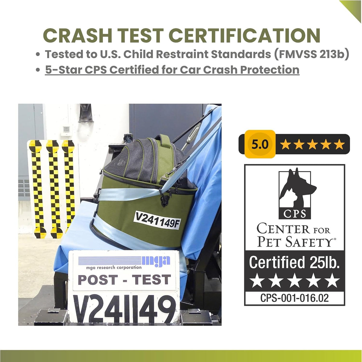 Crash-Tested Small Dog Car Seat, CPS Certified Crash Protection - Green / Medium - image 2