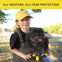 PawZ Rubber Dog Boots for Paws up to 1 1/2", 24 Total (2 Packs of 12) - All-Weather Dog Booties for Hot Pavement, Snow, Mud, and Rain - Waterproof, Anti Slip Dog Socks - XX-Small, Yellow