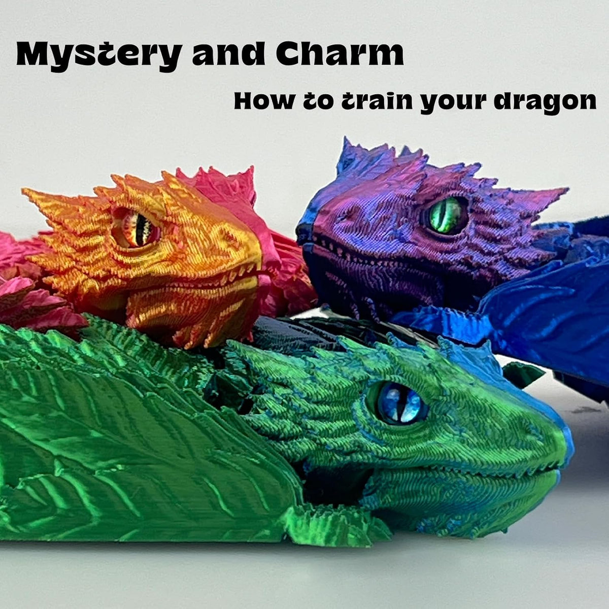 Feathered Wyvern Dragon, 3D Printed Dragon - Rainbow