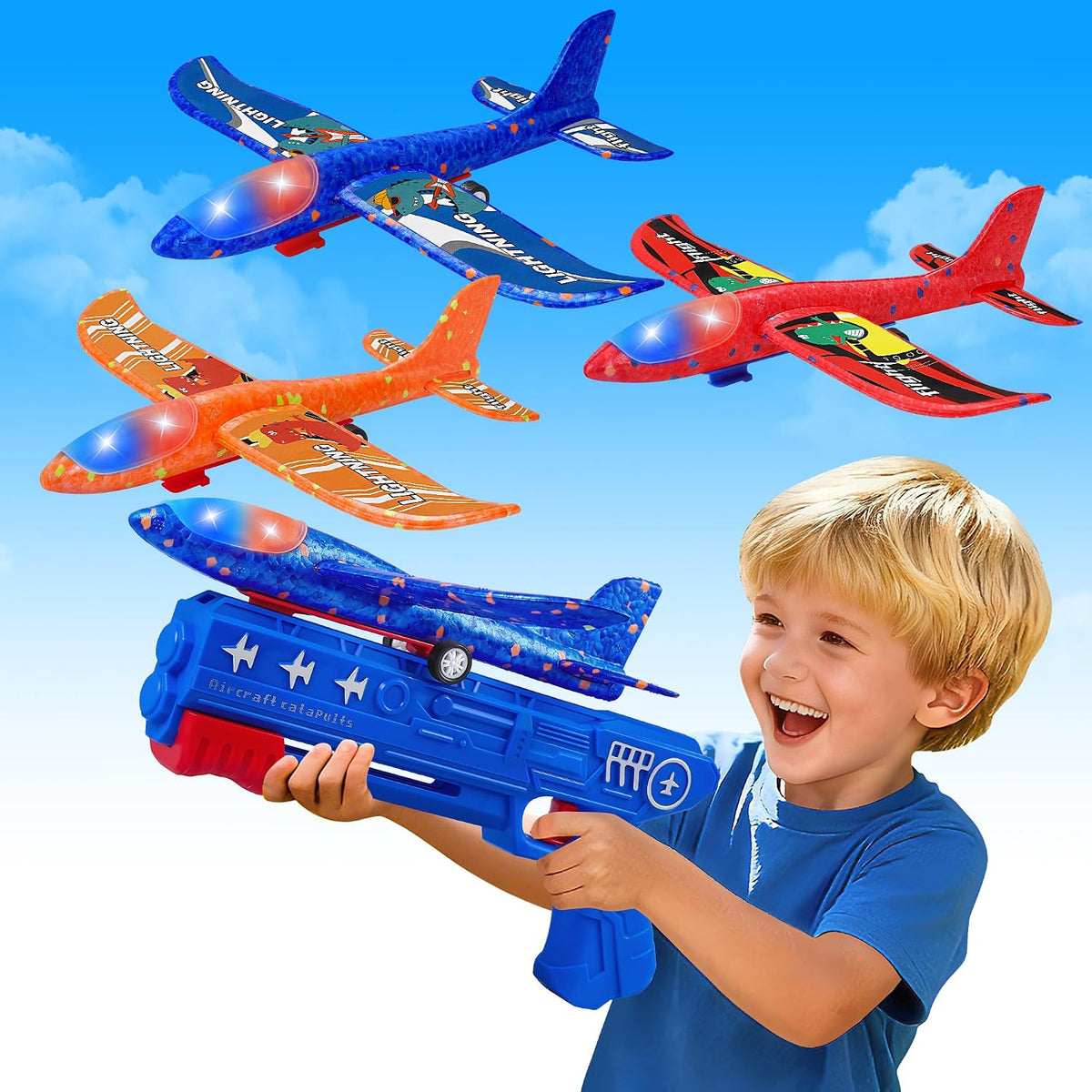 LJZJ 3pk LED Foam Plane Launcher - 3 Planes (1 Launcher)